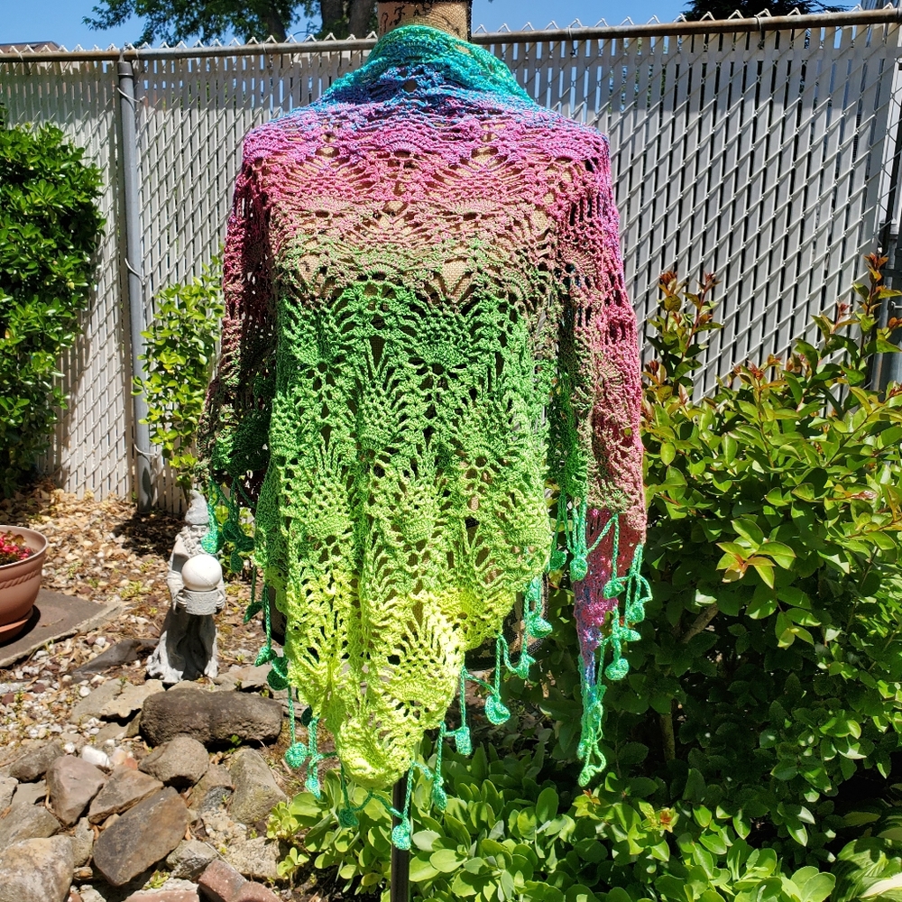 💖 New Handmade Crochet Shawl / Scarf / Pareo - Picture 7 of 10